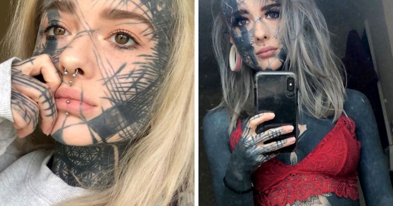 Pažiūrėkite, kaip atrodo manekenė, kurios beveik visą kūną dengia tatuiruotės