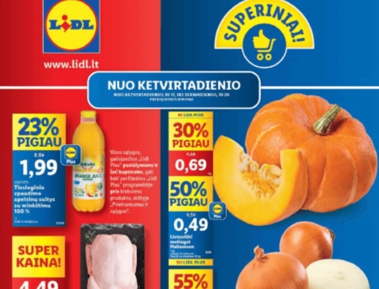 42 savaitės naujausios savaitgalio (2024.10.17-10.20) LIDL, MAXIMA, IKI ir RIMI akcijos ir pasiūlymai su kainų analitike Irena pagal nuolaidos.lt svetaine